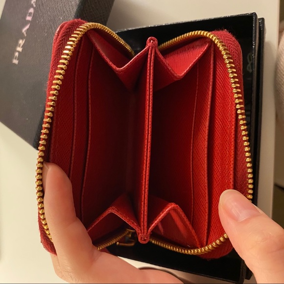 Prada red zip wallet